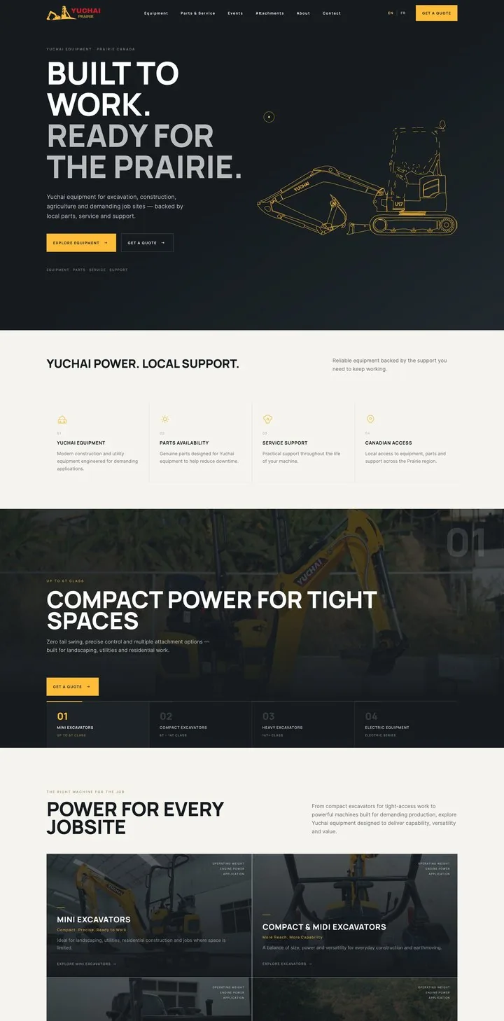 Homepage, part 1: hero, trust strip, machine classes