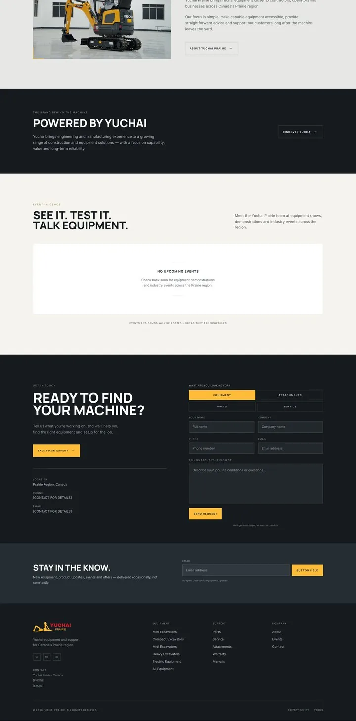 Homepage, part 4: about, events, contact, footer